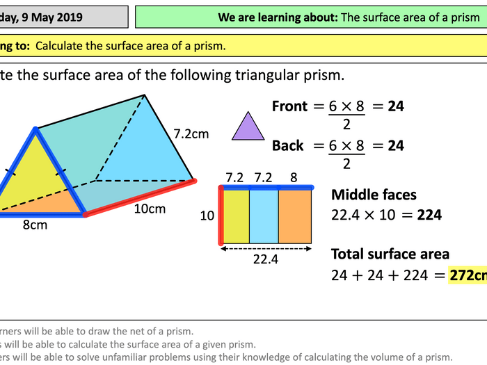 Surface area of prisms maze answer key