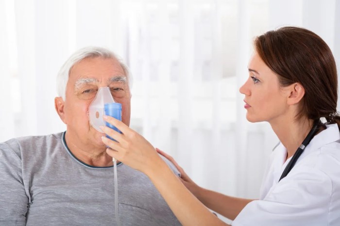 A nurse is caring for a client who has copd.