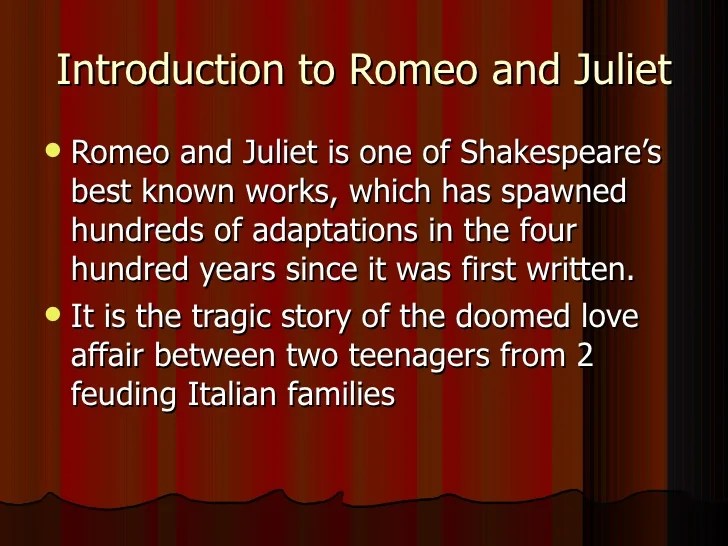 Romeo and juliet unit introduction