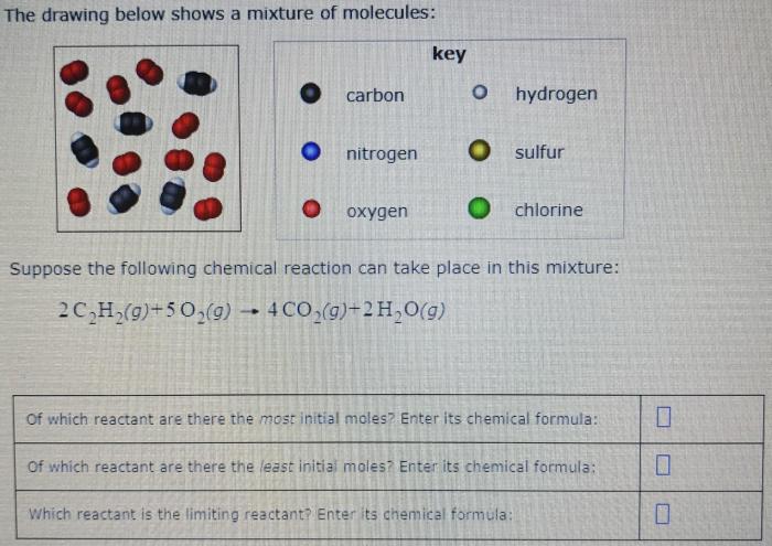 The drawing below shows a mixture of molecules